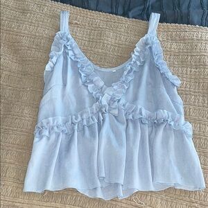 Light Blue Ruffled Women's Top